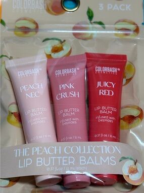 Peach Collection 3 Pack Lip Butter Balms - Peach, Pink, Juicy Red